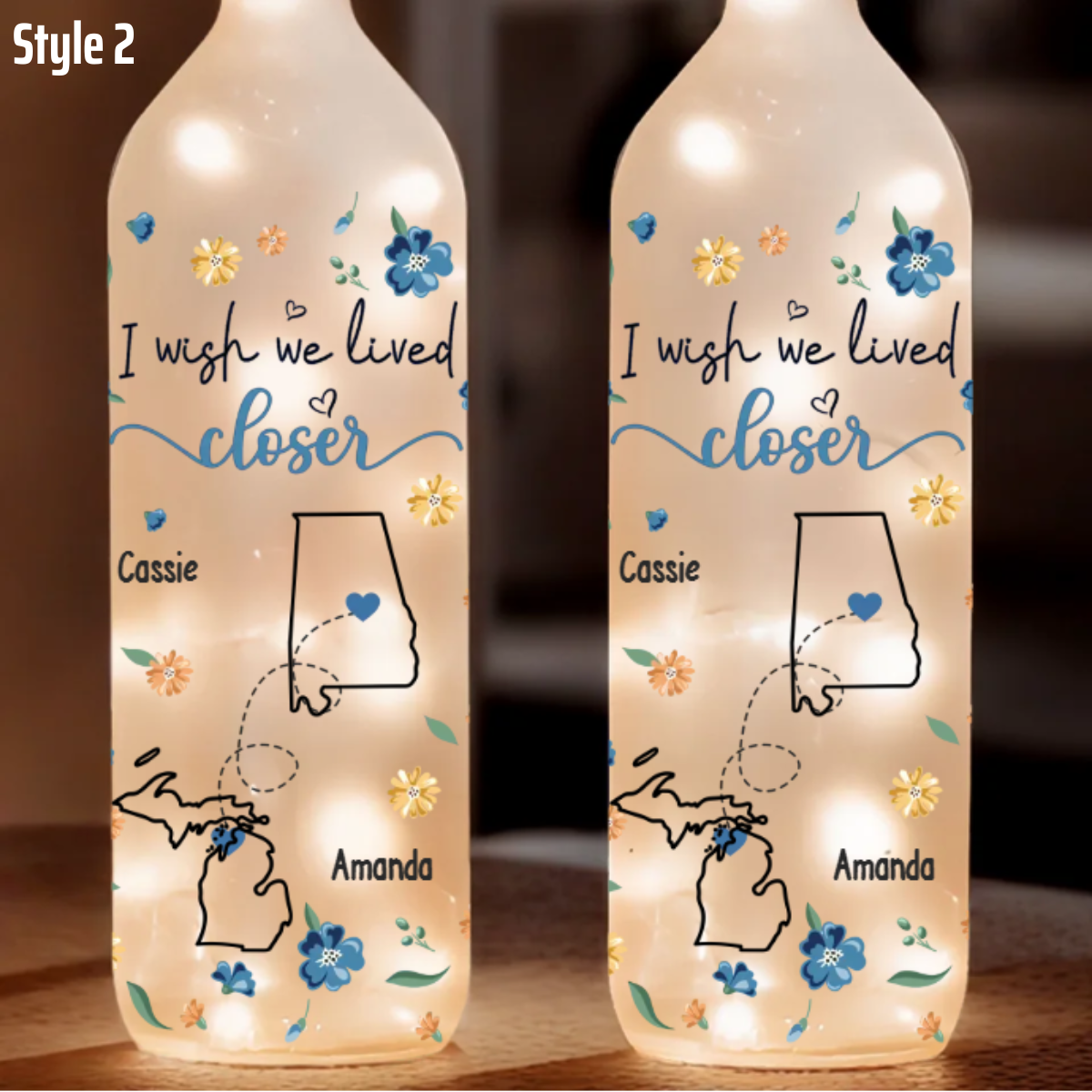 I Wish We Lived Closer - Personalized Bottle Lamp - Gift For Best Friends, BFF, Sisters
