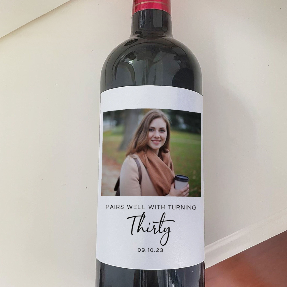 Custom 30th Birthday Wine Label/40th Birthday Gift/Personalized Photo Label Stickers/Birthday Gift for Women/Gift For Her/ Champagne Label