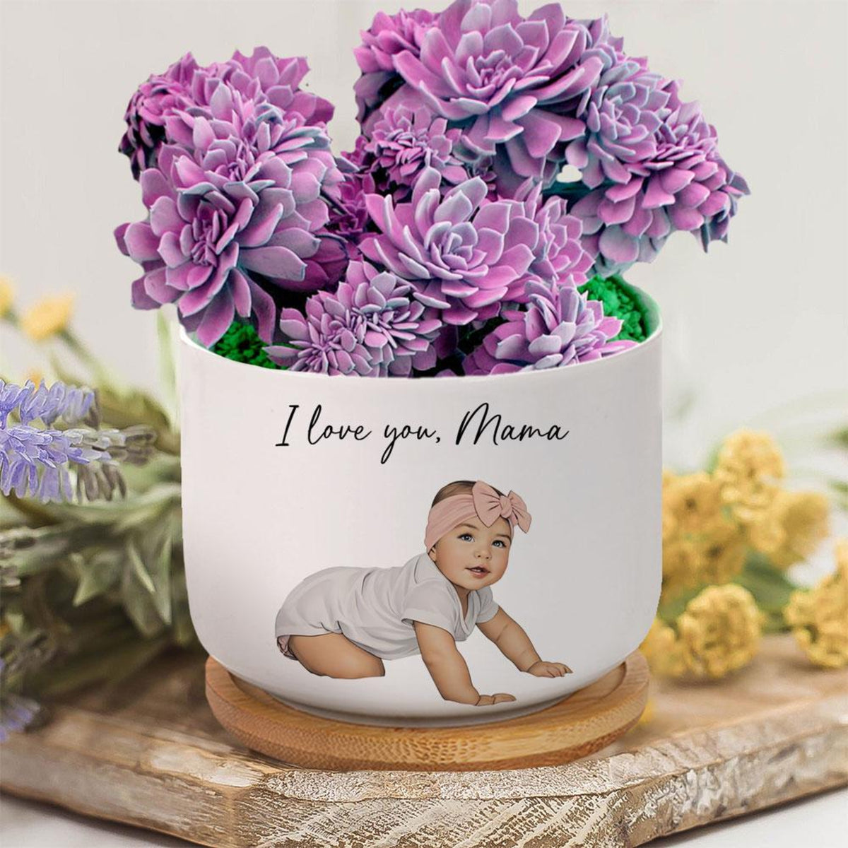 Custom Photo With Message - Personalized Plant Pot - Gift For Mom, Mother's Day, Birthday Gift
