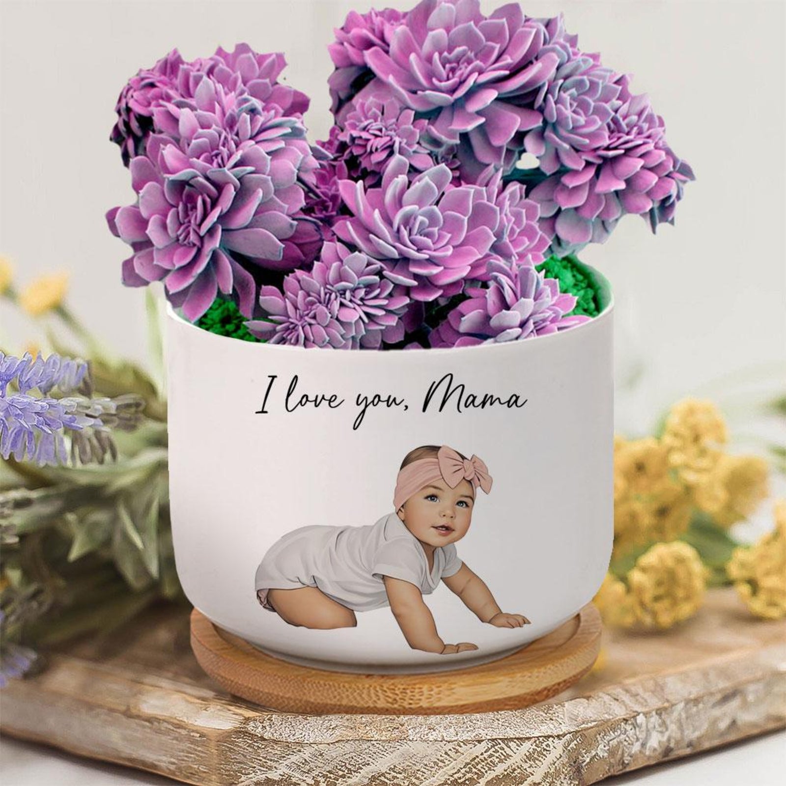 Custom Photo With Message - Personalized Plant Pot - Gift For Mom, Mother's Day, Birthday Gift