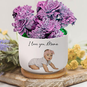 Custom Photo With Message - Personalized Plant Pot - Gift For Mom, Mother's Day, Birthday Gift