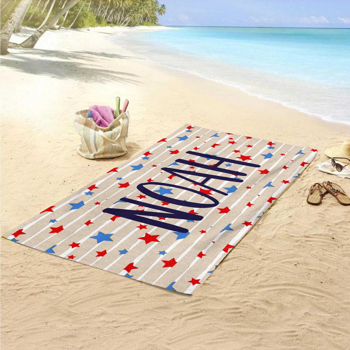 4th of July Beach Towel, American Summer Season Gift, Beach Aesthetic, American Freedom Gift, Independence Day Gift, Beach Painting Gift