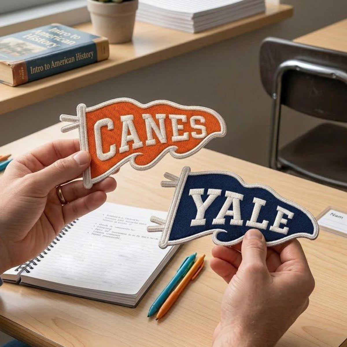 Embroidered Patch College Pennant, Custom School Name Embroidery Keychain, University Pride Accessory