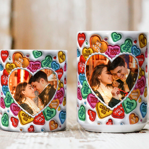 Valentine's Heart Custom Photo - Personalized 3D Inflated Effect Printed Mug - Gift For Couple