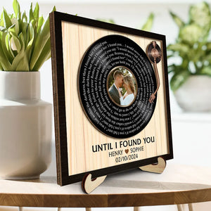 Custom Spiral Song Lyrics And Couple Photo - Personalized Wooden Plaque - Valentine's Day Gift For Couple