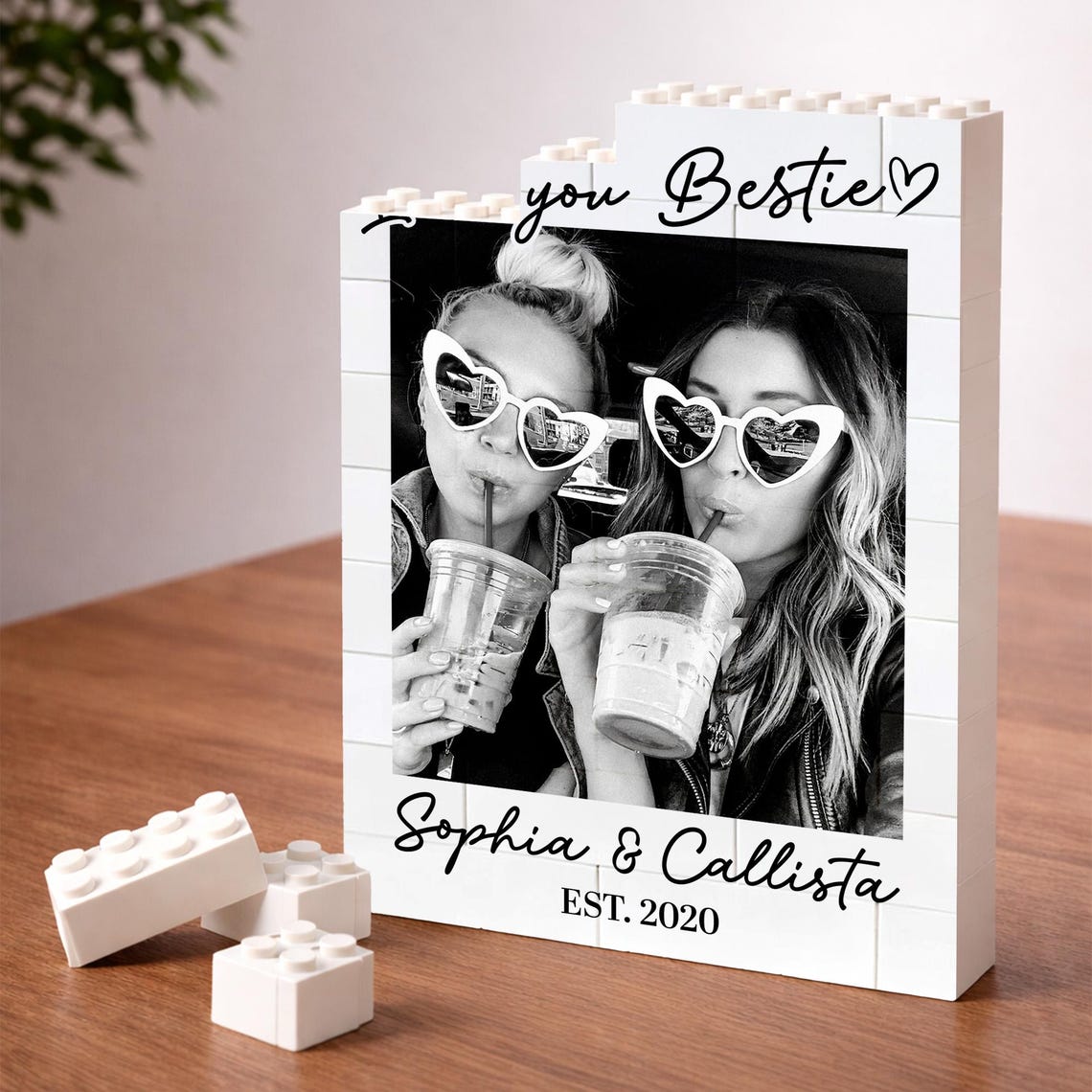 Personalized Besties Photo Building Block, Best Friends Sister Birthday Gift, Friendship Puzzle Gift for Her, Bridesmaid Proposal Keepsake