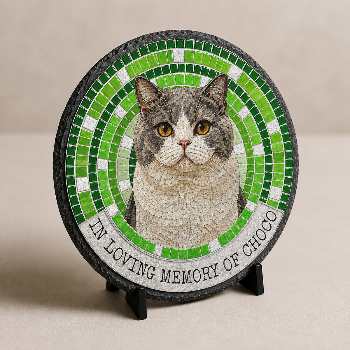 In Loving Memory Upload Photo - Circle Slate Memorial Stone For Dog Cat Memorial