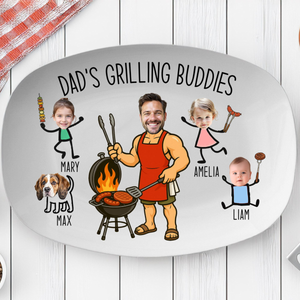 Dad's Grilling Plate, Father's Day Gift From Kids, Personalized Grilling Plate, Custom Grilling Plate Gift With Kids Names, BBQ Gift For Dad