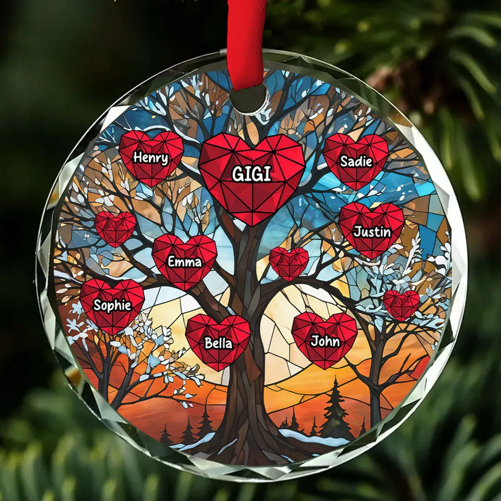 My Beloved Kids Glass Effect Tree - Personalized Crystal Ornament - Christmas Gift For Mom, Grandma & Kids