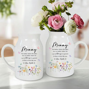 Personalized Mommy Always Flower Vase, Mothers Day Gift for Mum, Gift from Grandkids, Ceramic Flower Vase, Gift for Her, Wildflower Ceramic Vase