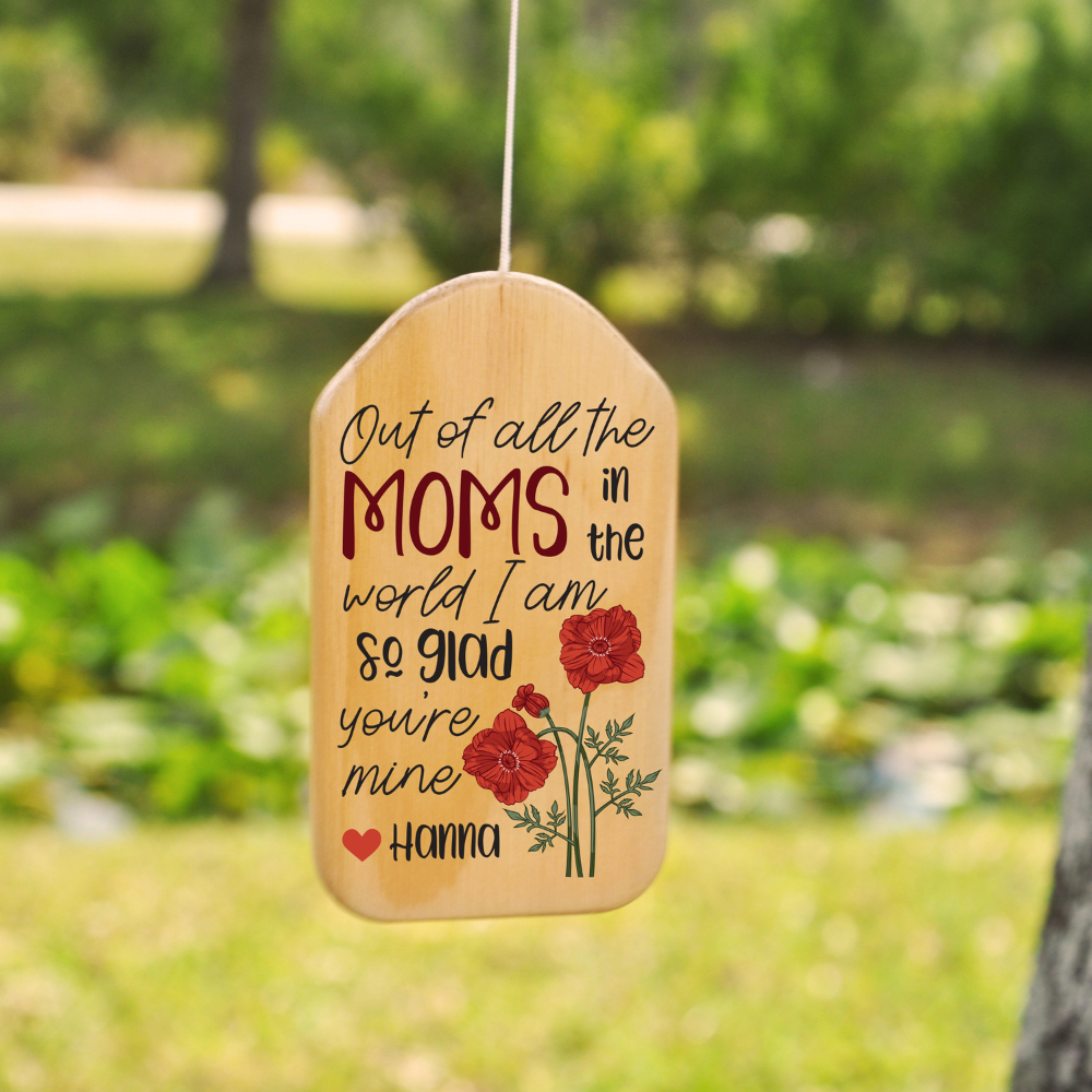 Mom I'm So Glad You're Mine - Personalized Windchime - Gift For Mom, Mother's Day, Birthday Gift