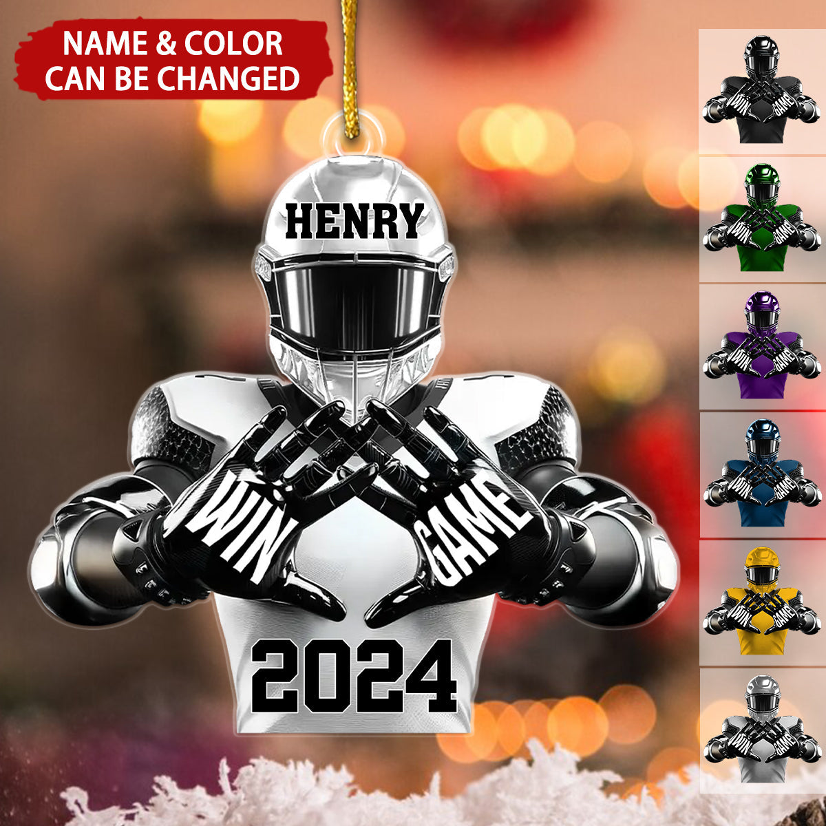 Football Player Football Win Game - Personalized Acrylic Ornament - Christmas Gift For Football Player