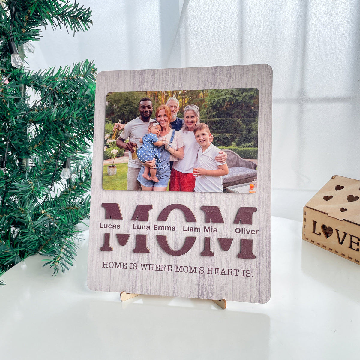 Home Is Where Mom Is With Photo - Personalized Picture Frame - Gift For Mom, Mother's Day Gift