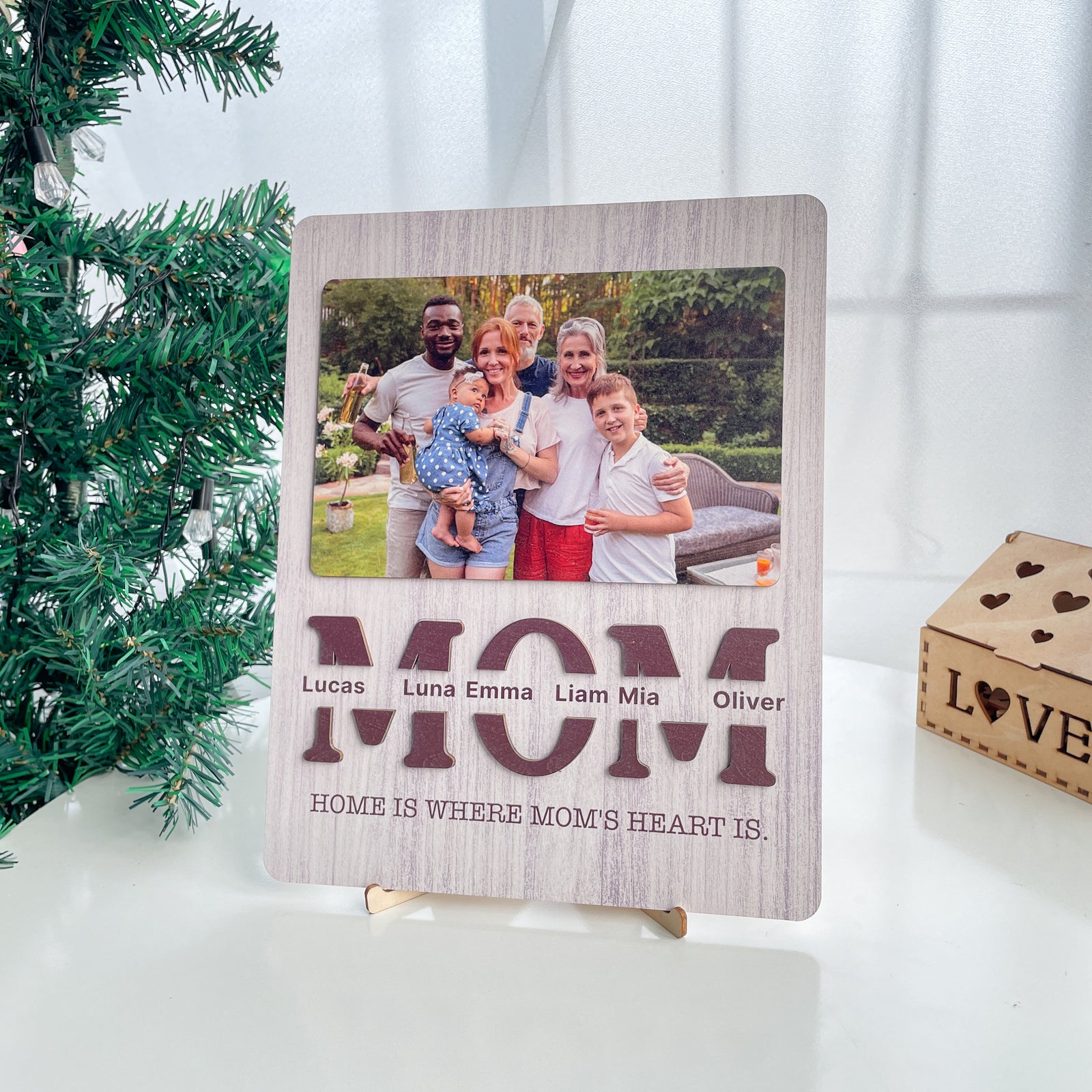Home Is Where Mom Is With Photo - Personalized Picture Frame - Gift For Mom, Mother's Day Gift