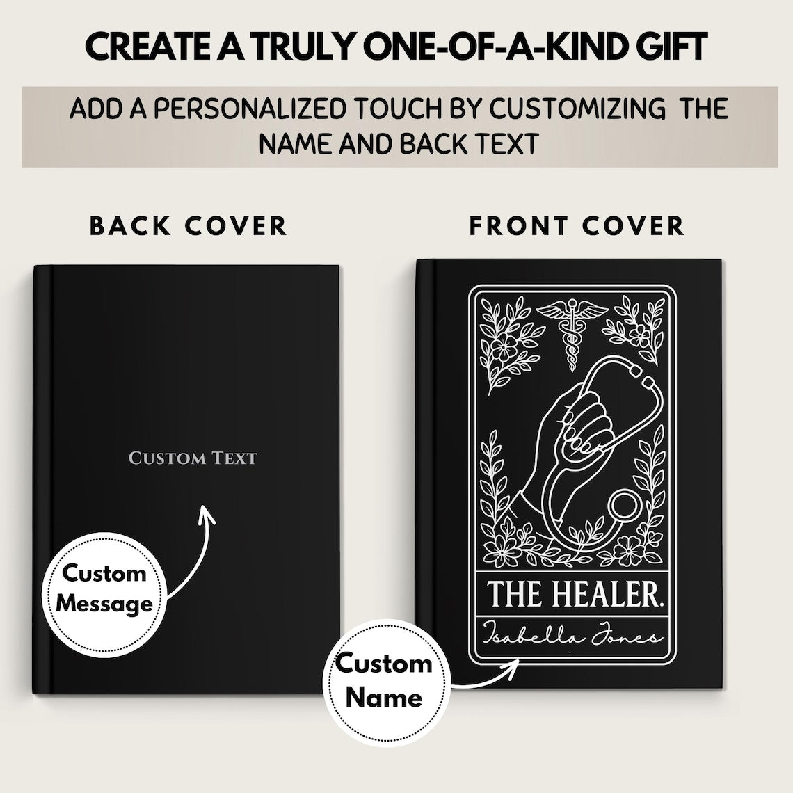 The Healer Card Journal- Personalized Doctor Appreciation Gifts, Physician Notebook, Medical School Graduation Gift, Medical Student Gift