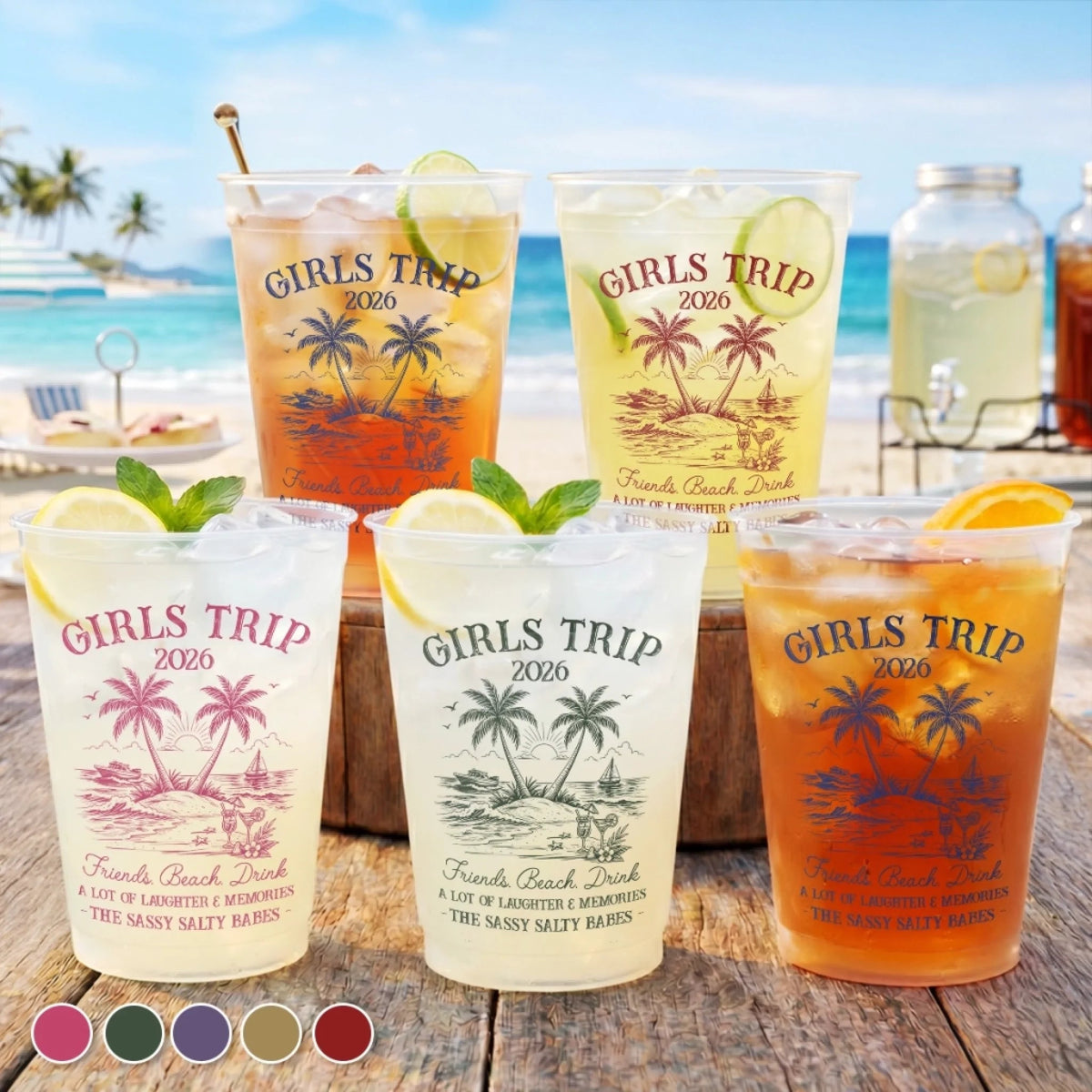 Girls Trip 2026 Plastic Frosted Cup, Hello Summer Vibe, Summer Vacation And Travel Gifts For Best Friends, Family