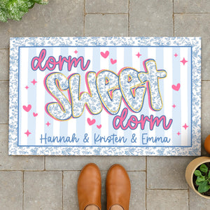 Custom Name Blue Chinoiserie Dorm Doormat, Dorm Sweet Dorm, Roommate Name Doormat, College Apartment Decor, Housewarming Gift, Student Gift