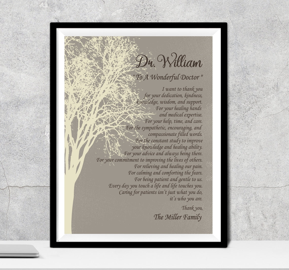 Doctor Gift, A Wonderful Doctor Poem A Truly Great Doctor Appreciation Gift Doctor Thank You Doctor Doctors Day Physician Gratitude Medical