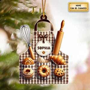 Custom Name Baker Ornament, Christmas Gift for Baker Lover