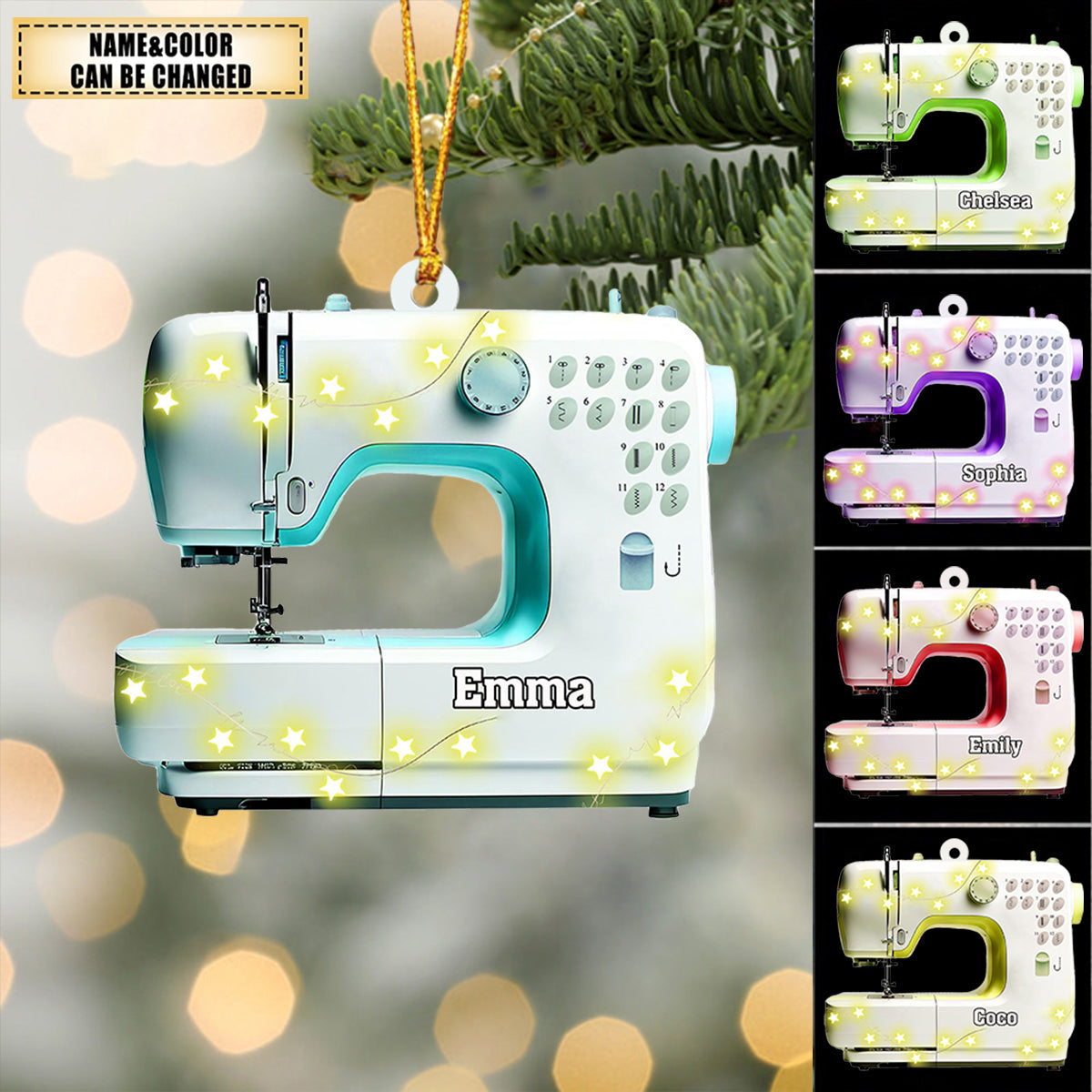 Automatic Sewing Machine - Personalized Acrylic Ornament - Christmas Gift For Sewing Lovers, Tailors