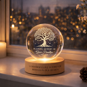 Custom Memorial Ball Night Light, Memorial Tree of Life Crystal Ball, Loss of Mom, Sympathy Gifts, Remembrance,In Loving Memory, Mom Loss