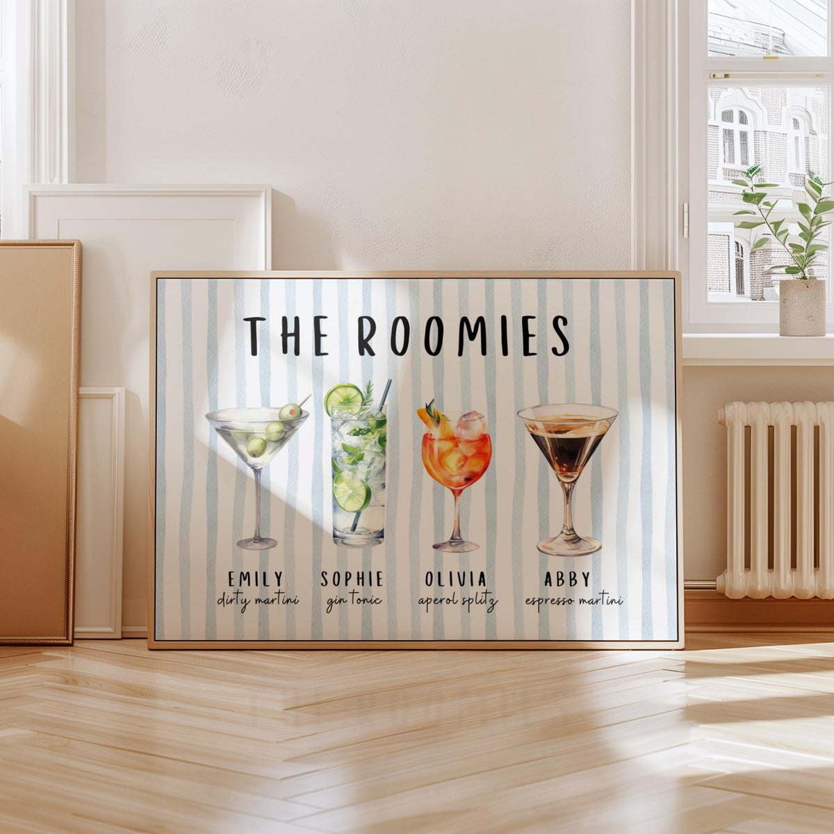 Custom Roommate Drink Print, Roommates as Drinks, Trendy College Apartment Dorm Art, Bar Cart Decor, Cocktail Poster, Personalized Wall Art