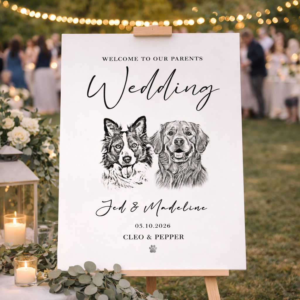 Custom Pet Wedding Welcome Sign, Custom Pet Photo, Personalized Dog Cat, Welcome Board Wedding Sign, Welcome To Our Wedding Canvas