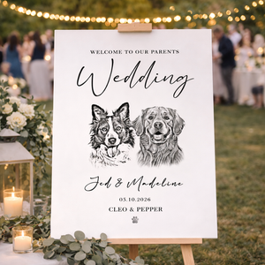 Custom Pet Wedding Welcome Sign, Custom Pet Photo, Personalized Dog Cat, Welcome Board Wedding Sign, Welcome To Our Wedding Canvas