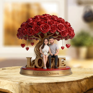 Love Rose Tree Custom Couple Photo - Personalized Shaped Acrylic Plaque - Anniversary Gift For Couple