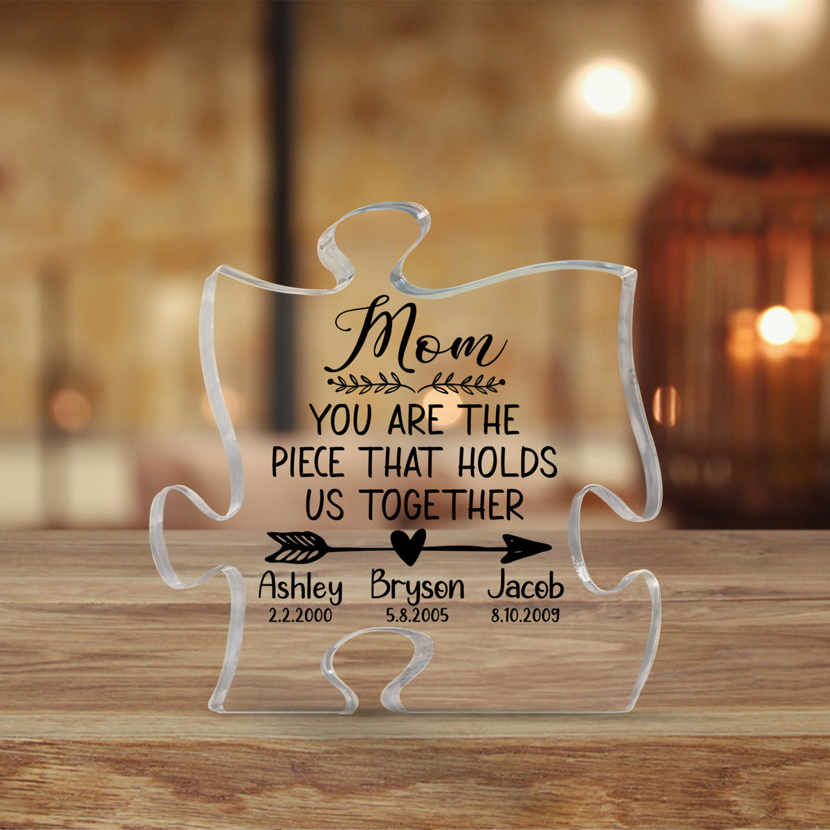 Personalized Acrylic Puzzle, You Are The Piece That Holds Us Together, Custom Kid Name, Mother's Day Gift, Unique Gift, Gift For Mom