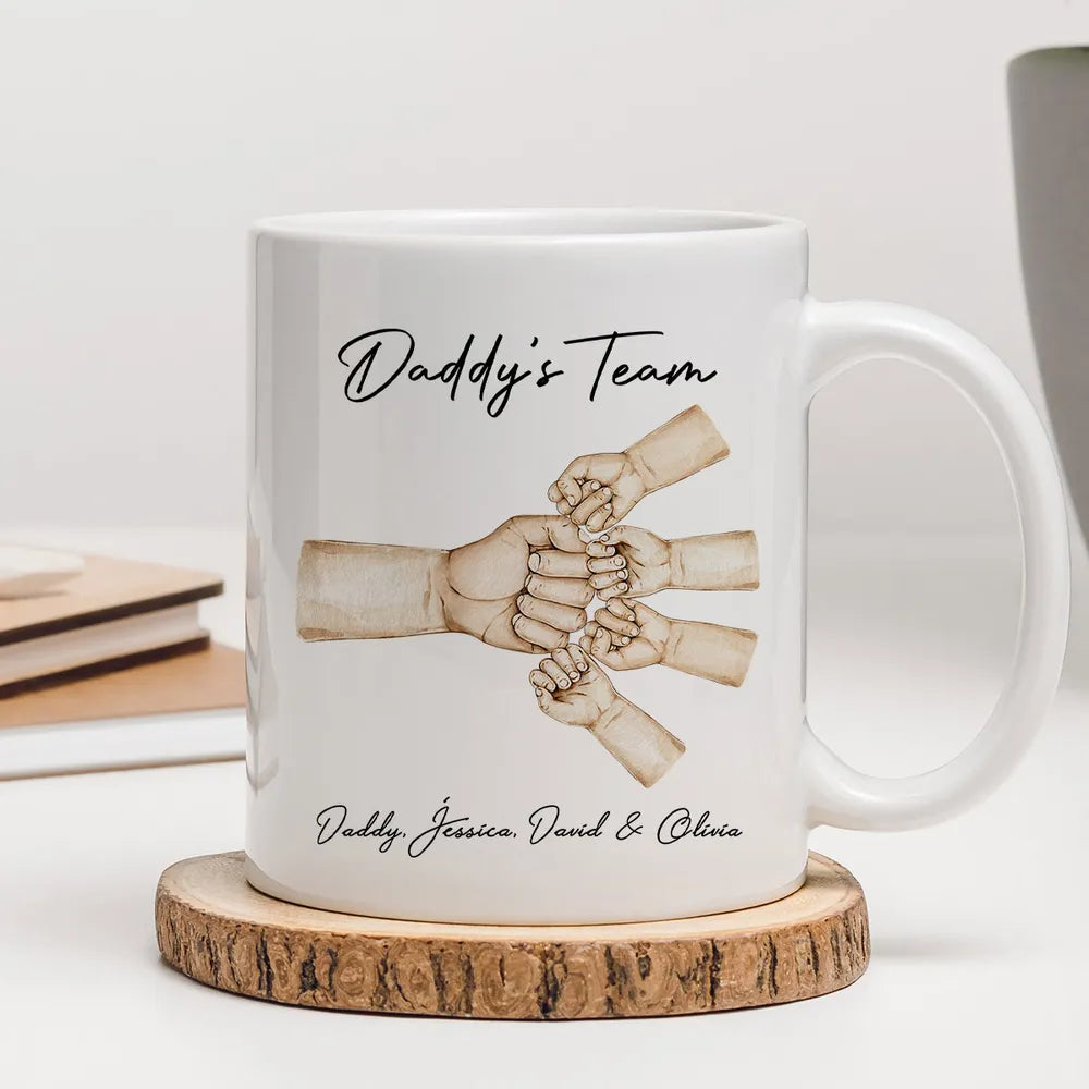 Daddy's Team Fist Bump - Personalized Mug - Gift For Father, Grandfather, Father's Day Gift, Birthday Gift