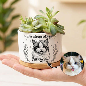 Custom Photo Home Decor Ceramic Plant Pot - Personalized Pet Memorial Sympathy Gifts For Dogs, Cats - Forever Loved Never Forgotten