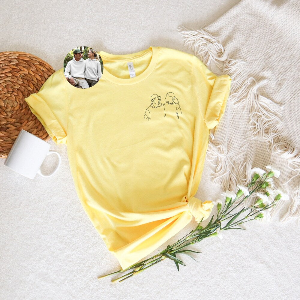 Portrait From Photo T-shirt, Line art photo Shirt, Custom portrait From Photo Tee, Couple Matching ,Valentines Day Gift Shirt, Mr and Mrs