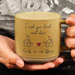 Never Too Far To Drink Together - Personalized Pottery Mug - Gift For Long Distance Relationship
