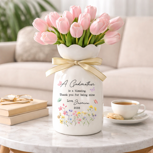 Personalized Christening Baptism Custom Godmother Godfather Bloom Vase, Godparents Planter, Thank You Gift, Mothers Day