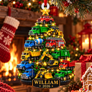 Custom Name Truck Kids Christmas Tree - Personalized Custom Shaped Acrylic Ornament - Christmas Gift For Kids, Son, Grandson