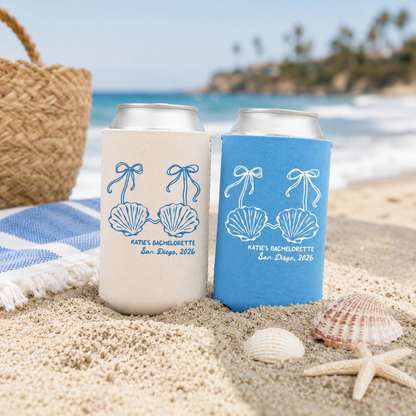 Mermaid Bachelorette Can Coolers - Custom Last Splash Bachelorette Party Favors - Personalized Cozies in Regular and Slim Size