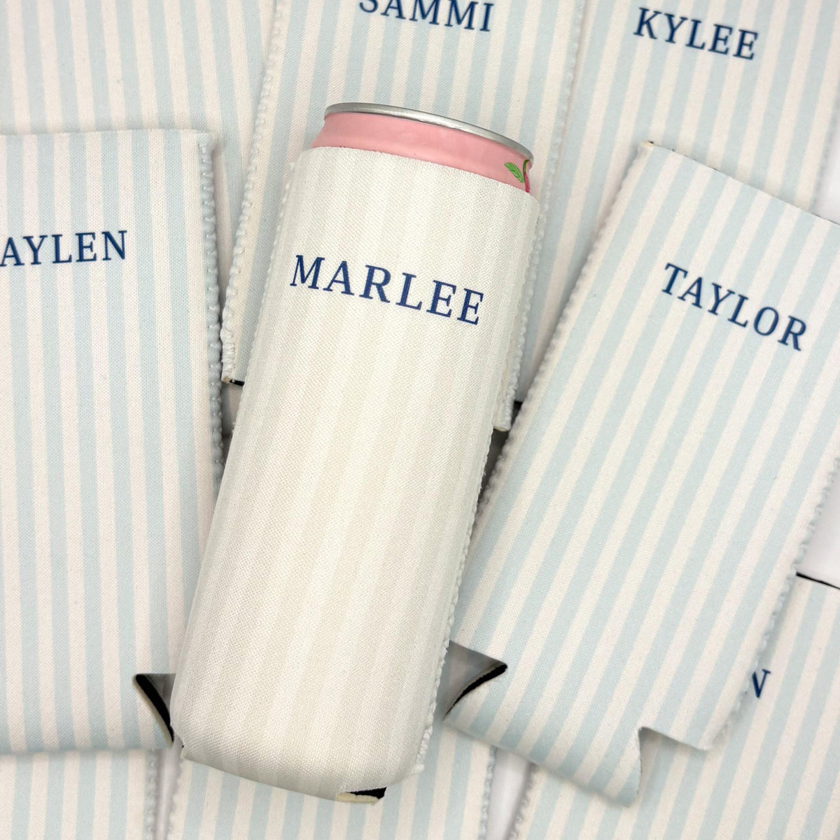 Monogrammed Slim Can Cooler Personalized Name Bachelorette Favor Grandmillennial Skinny Can Cooler Custom Bridal Party Gift Bridesmaid Idea