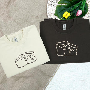 Marshmallow Love Embroidered Shirt, Roman Numeral Shirt, Matching Couple Shirt, Gifts For Couples