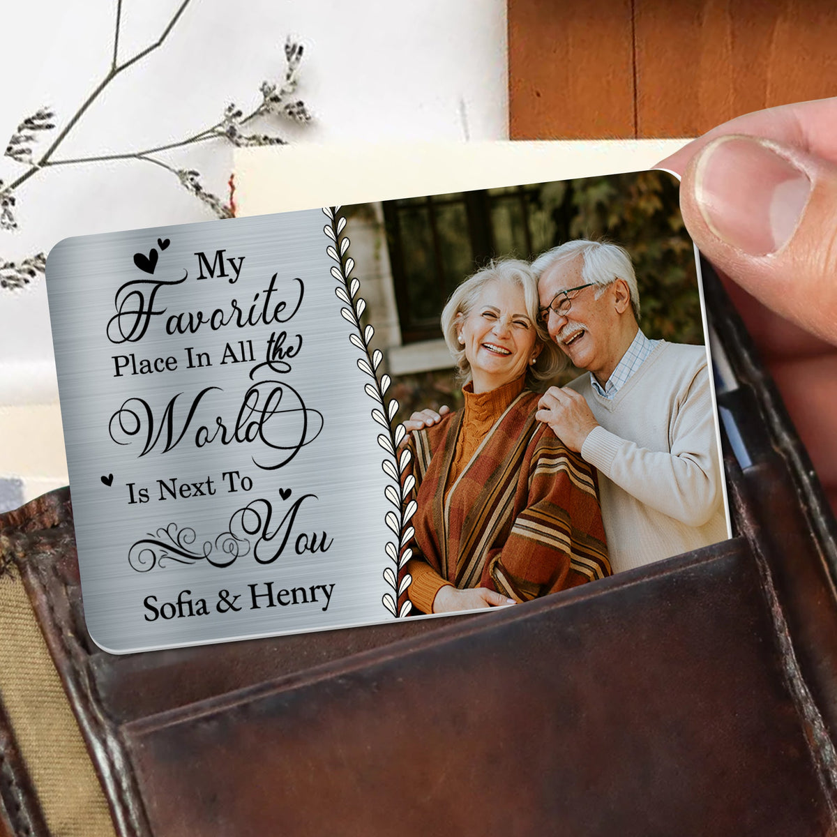 My Favorite Place In All The World - Personalized Wallet Insert Card - Valentine's Day Gift For Couple