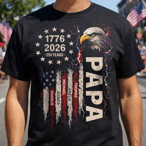 Patriotic Eagle Grandpa USA 250th Anniversary - Personalized Shirt - Father's Day Gift for Dad, Grandpa, Husband