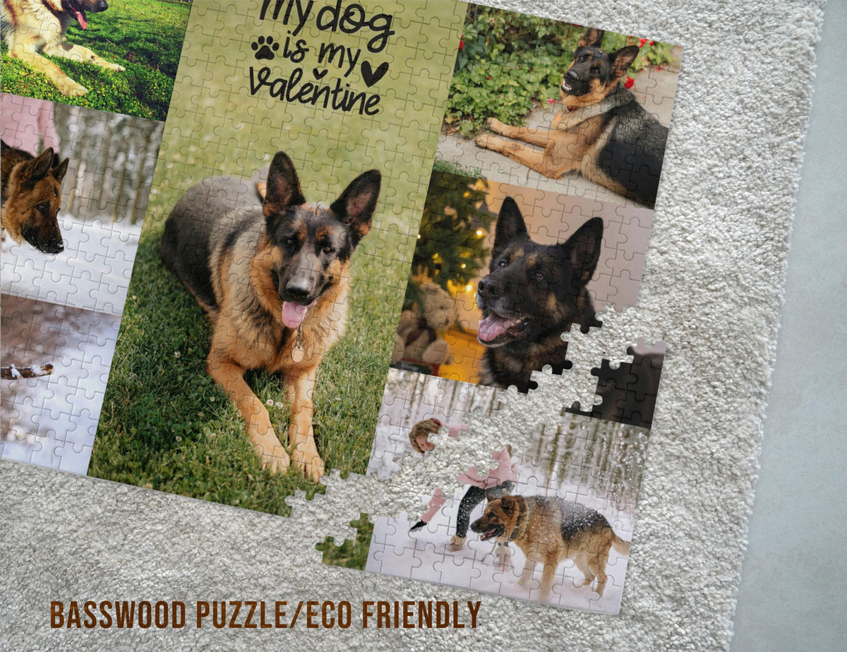 Photo Collage Puzzle, Custom Text Jigsaw Puzzle, Transform Your Dearest Memories into Jigsaw Puzzle, Wood Puzzle for Dog Cat Owner, Pet Lovers