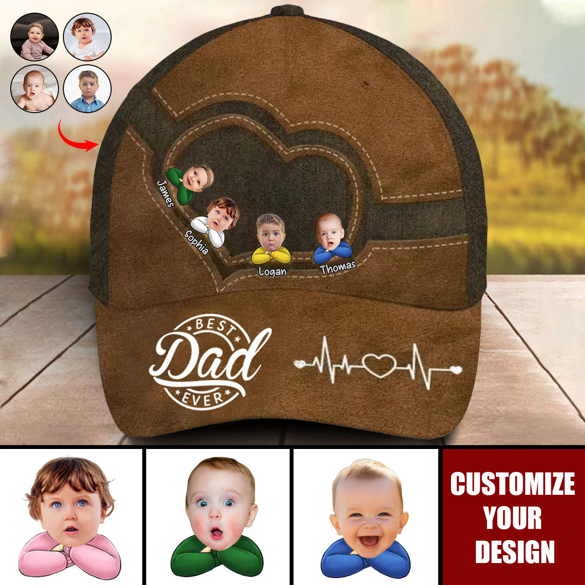 Custom Photo Best Dad Papa Ever - Personalized Classic Cap - Father's Day Gift For Dad, Grandpa