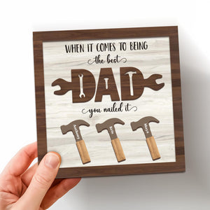 Personalized Dad Wood Sign You Nailed It Tool-Themed Father's Day Gift With Kids' Names, Custom Gift for Dad From Children