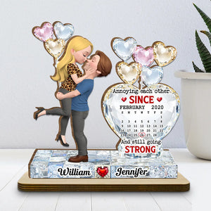 Annoying Each Other & Still Going Strong Crystal Heart - Personalized Wooden Plaque - Valentine's Day Gift, Anniversary Gift For Couple