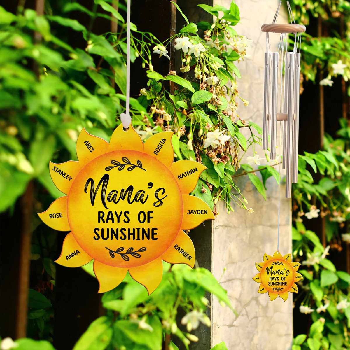 Grandma's Ray Of Sunshine - Personalized Windchime - Gift For Grandma, Mother's Day, Birthday Gift