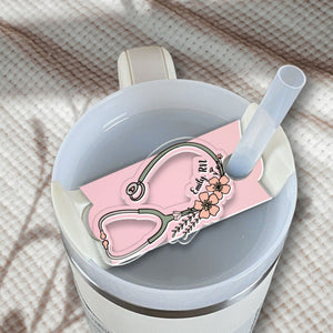Tumbler Name Plate for Nurse, Stethoscope Personalized Tumbler Topper, Name Plate Personalized RN