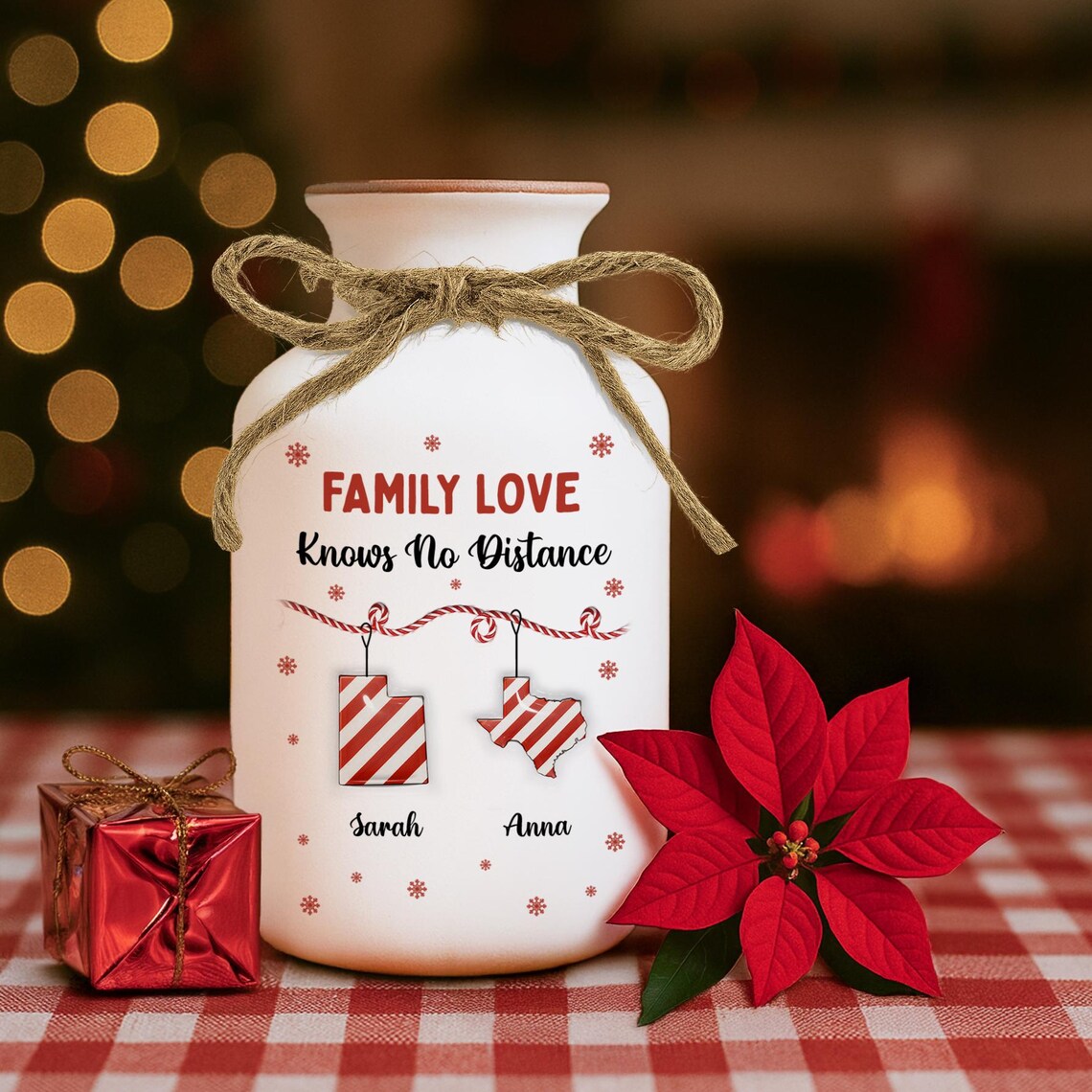 Personalized Long Distance Flower Pot, Custom State Vase, Family Love Knows No Distance Gift, Moving Away Keepsake
