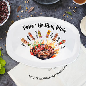Personalized Daddy's Grilling Plate with Kids Names, Father s Day Gifts, Custom BBQ Grilling, Grill Plate Gift From Kids, Gifts for Grandpa