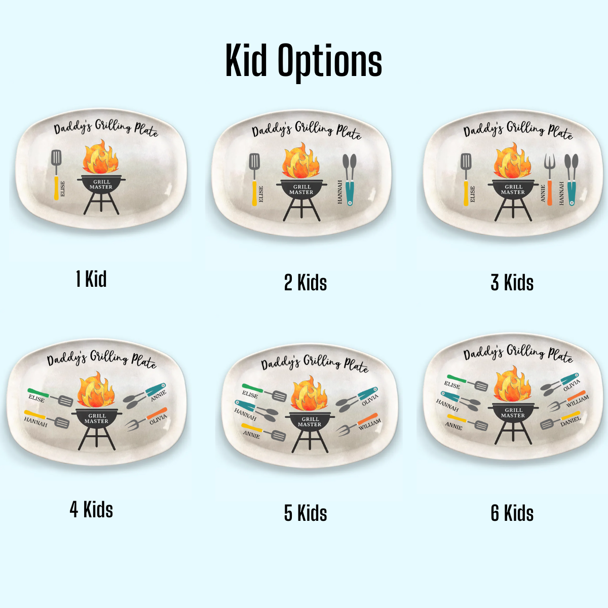 Daddy Grill Master - Personalized Dad Platter - Father's Day, Birthday Gift For Dad, Grandpa